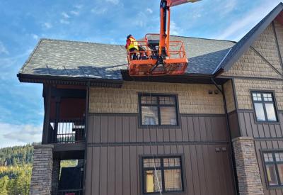 Installing heat trace / snow melting system in Calgary Canada for large residential building. Self regulating heat trace cable used in the heat trace system.