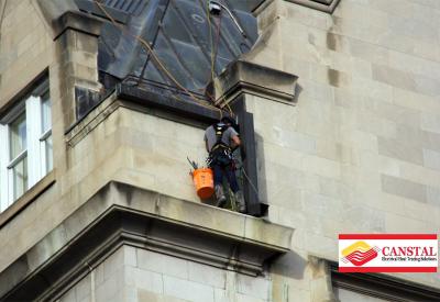 Downspout Heat Trace Hotel Roof Heat Trace Rope Access Downspout self Regulating Heat Trace Snow Melting Toronto