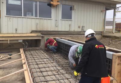 Using MI heating cable, snow melting system installed for the a truck scale for industrial project in