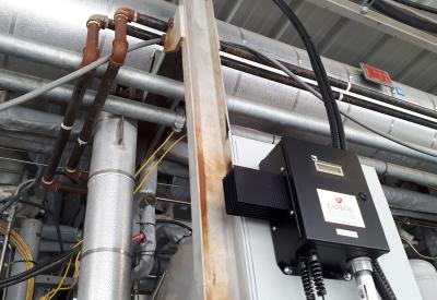 Heat Trace temperature controller with temperature sensor installed along with high temperature heat trace cable for industrial pipes and tanks in Victoria BC Canada.