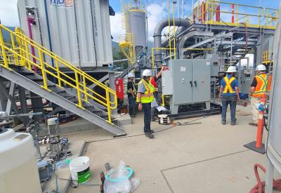 Pipe heat trace and insulation for industrial plant.