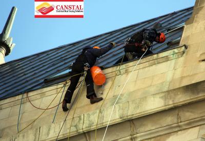 Heat Trace_ snow melting system installed for roof using self regulating heat trace cable.