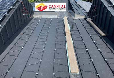 Roof & gutter heat trace_ snow melting system installed for hospital in Michigan USA.