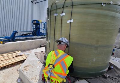 tank heat trace trace in Toronto Canada using self regulating heat trace cable.